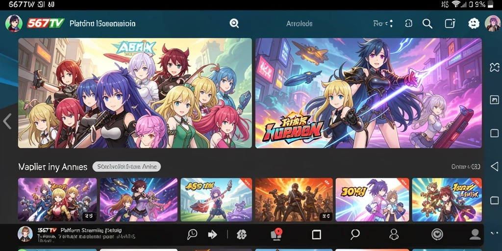 Screenshot dari gameplay anime 567TV menampilkan berbagai judul menarik.