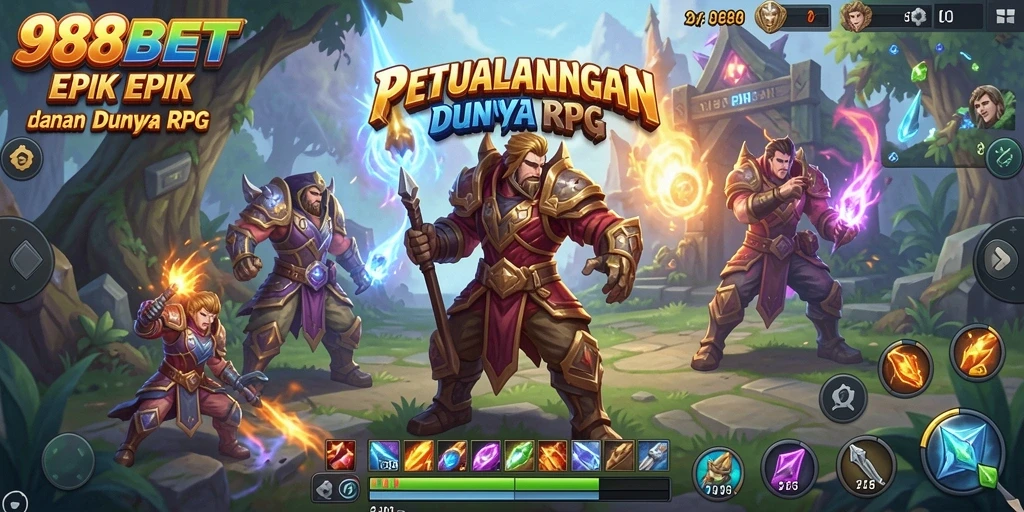Tangkapan layar utama 988BET menampilkan aksi RPG yang seru dan karakter yang menarik.