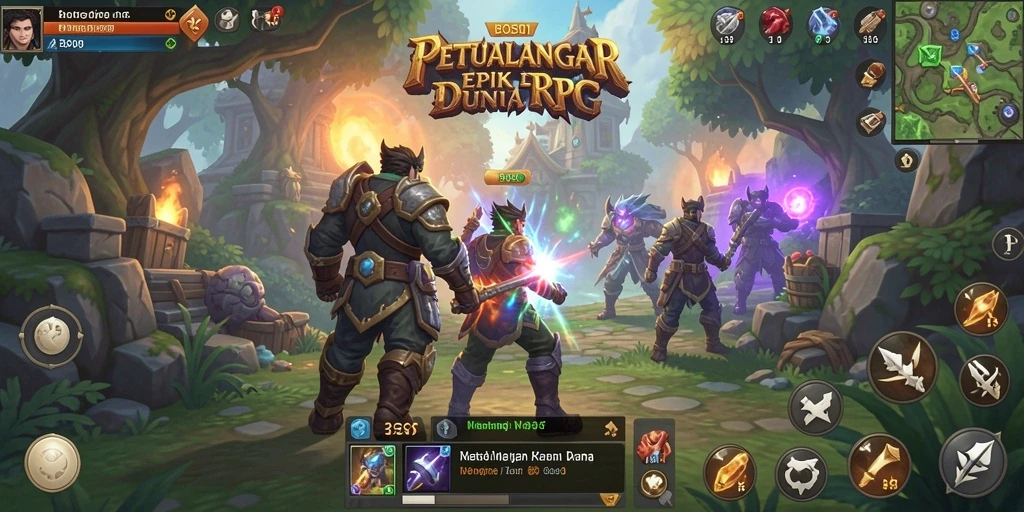 Screenshot gameplay BOS01 yang menampilkan aksi pertarungan RPG yang mendebarkan.