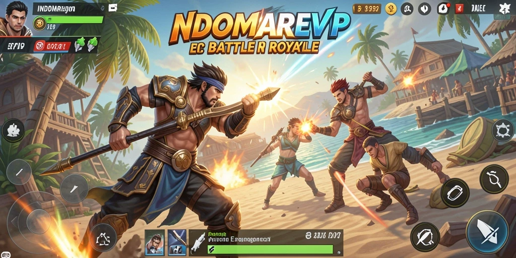 Screenshot gameplay INDOMAREVIP memperlihatkan intensitas pertarungan Battle Royale.