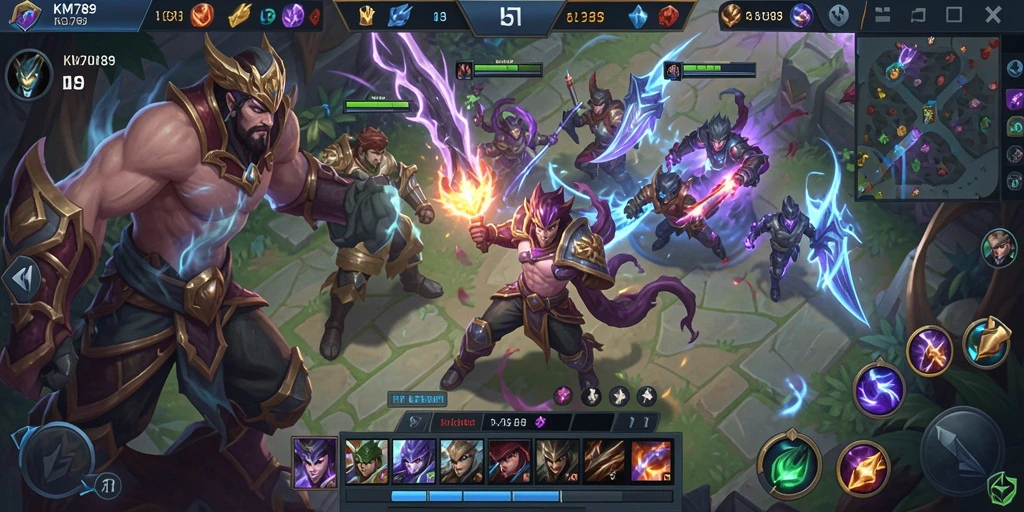 Gameplay seru dan menegangkan di KM789 dengan strategi MOBA.