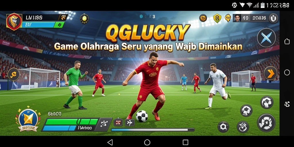Screenshot gameplay QGLUCKY menunjukkan aksi olahraga yang mendebarkan.