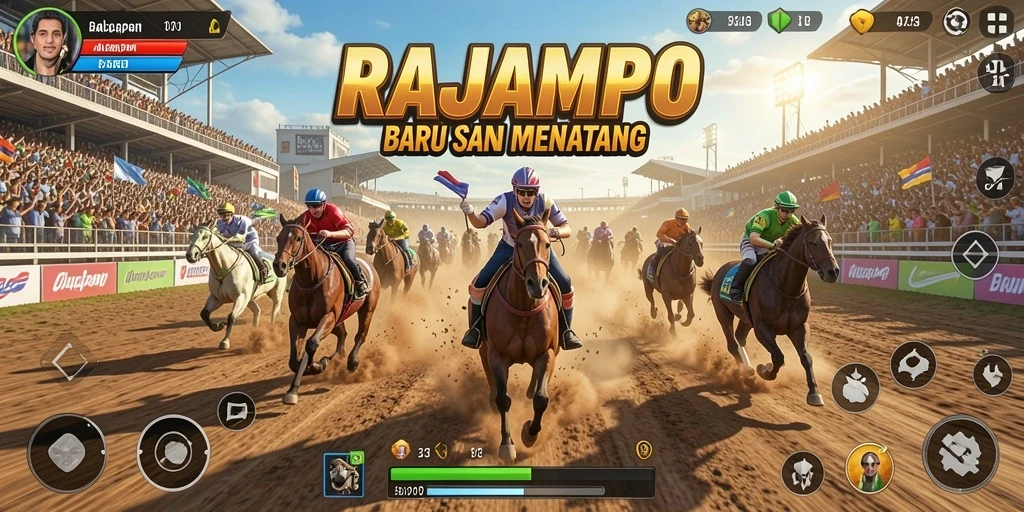 Screenshot gameplay RAJAMPO dengan aksi balapan yang intens.