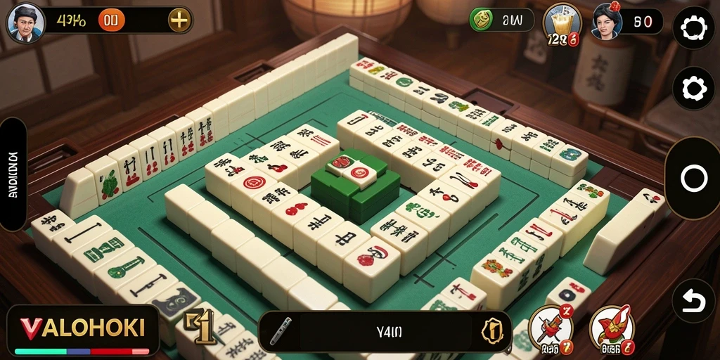 Tampilan gameplay seru dalam permainan Mahjong VALOHOKI.