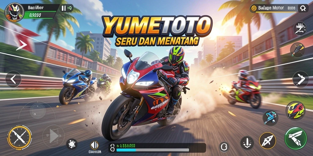 Gameplay balapan motor yang mendebarkan di YUMETOTO.